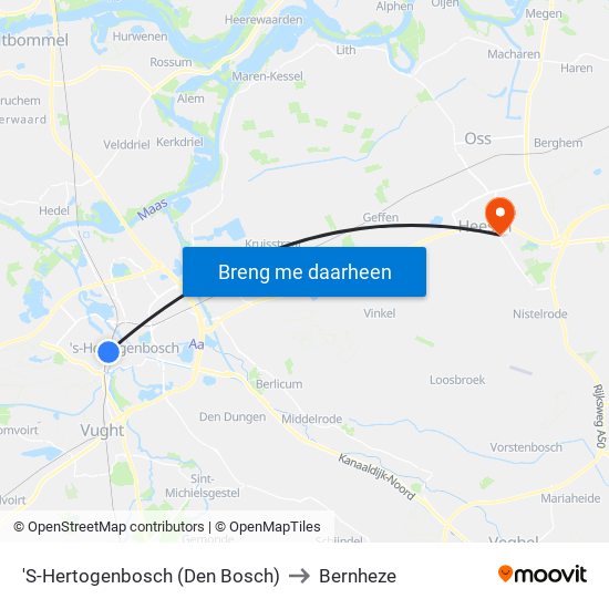 'S-Hertogenbosch (Den Bosch) to Bernheze map