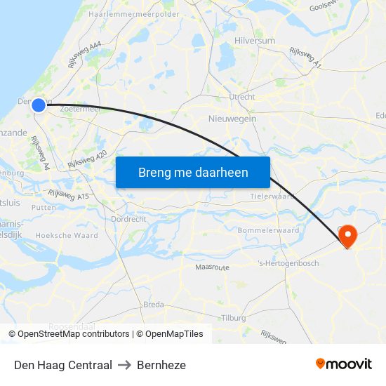 Den Haag Centraal to Bernheze map