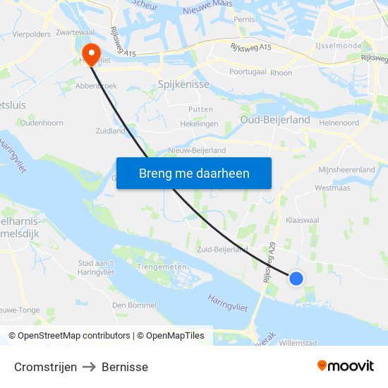Cromstrijen to Bernisse map