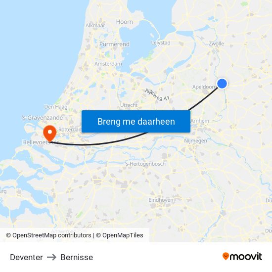 Deventer to Bernisse map