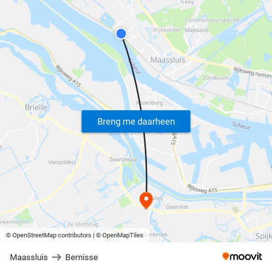 Maassluis to Bernisse map