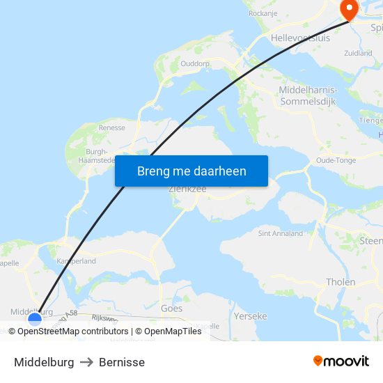 Middelburg to Bernisse map