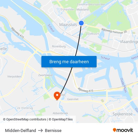 Midden-Delfland to Bernisse map