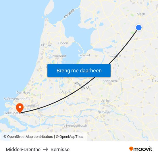 Midden-Drenthe to Bernisse map
