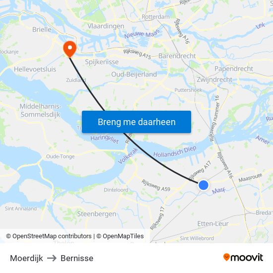 Moerdijk to Bernisse map