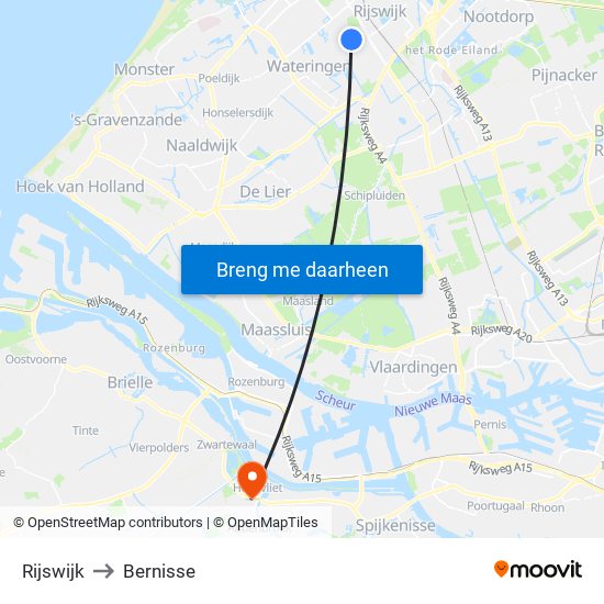 Rijswijk to Bernisse map