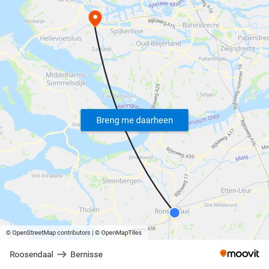 Roosendaal to Bernisse map