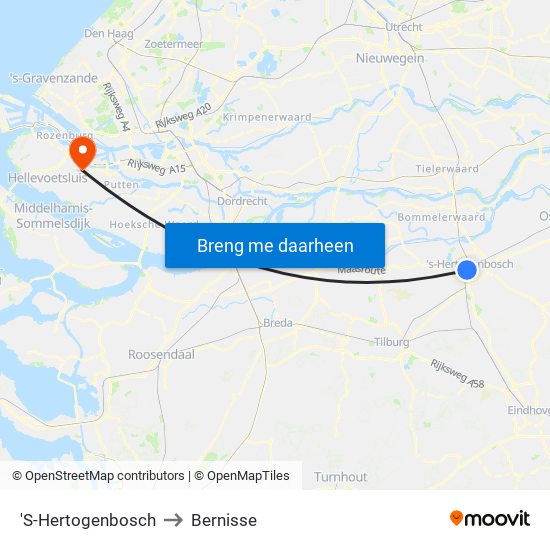 'S-Hertogenbosch to Bernisse map