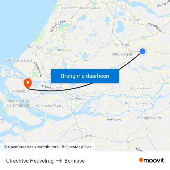 Utrechtse Heuvelrug to Bernisse map