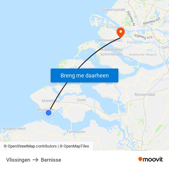 Vlissingen to Bernisse map