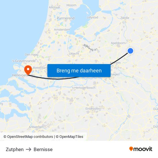 Zutphen to Bernisse map