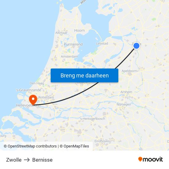 Zwolle to Bernisse map