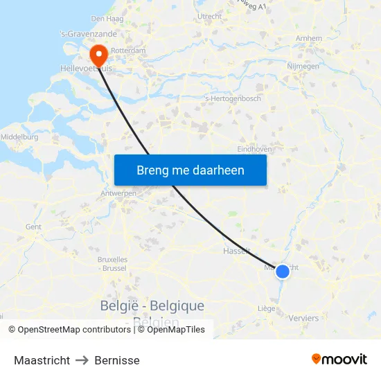 Maastricht to Bernisse map