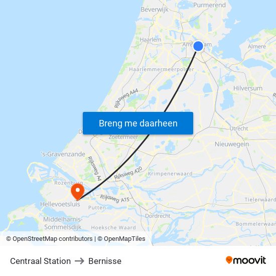 Centraal Station to Bernisse map