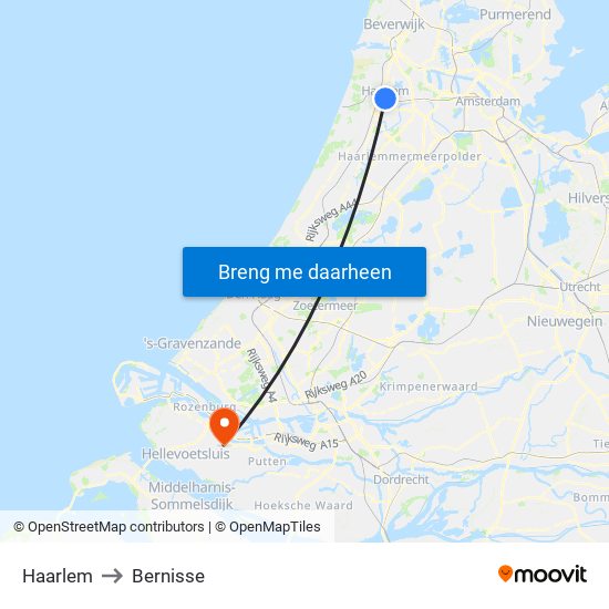 Haarlem to Bernisse map