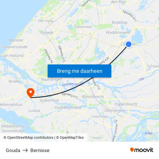 Gouda to Bernisse map