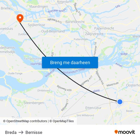 Breda to Bernisse map