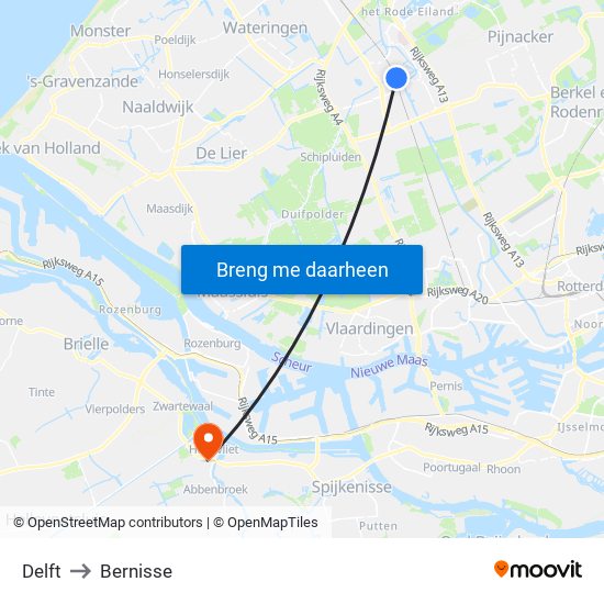 Delft to Bernisse map