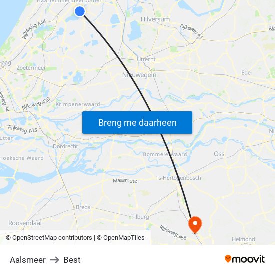 Aalsmeer to Best map