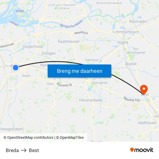 Breda to Best map