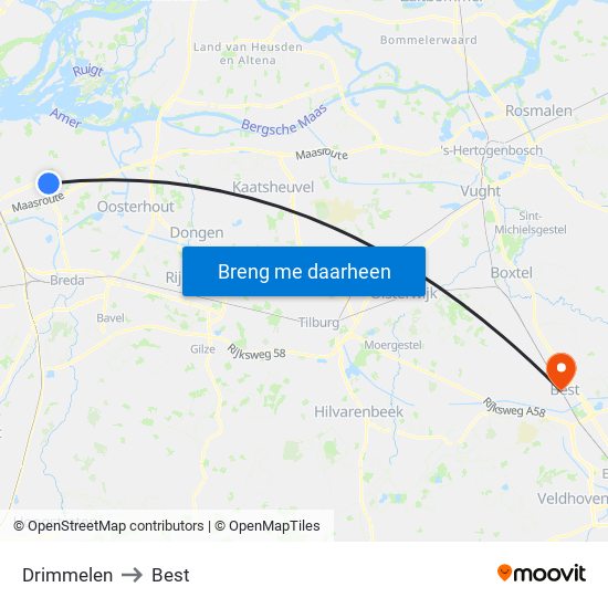 Drimmelen to Best map