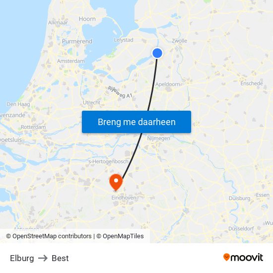 Elburg to Best map