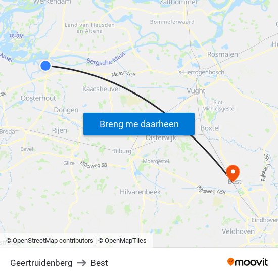 Geertruidenberg to Best map