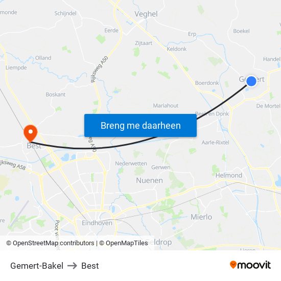 Gemert-Bakel to Best map