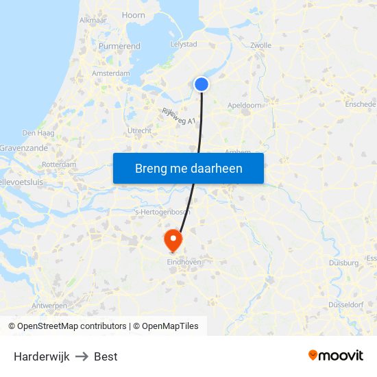 Harderwijk to Best map