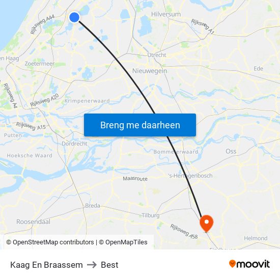 Kaag En Braassem to Best map