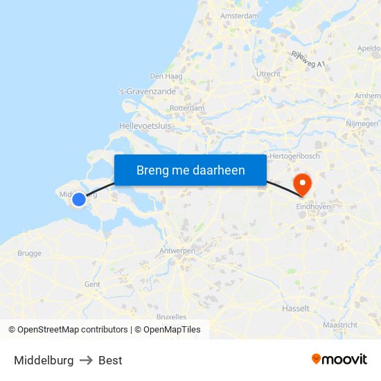 Middelburg to Best map