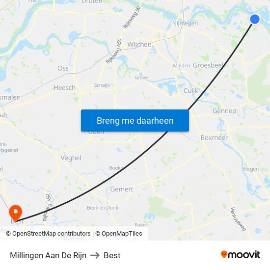 Millingen Aan De Rijn to Best map
