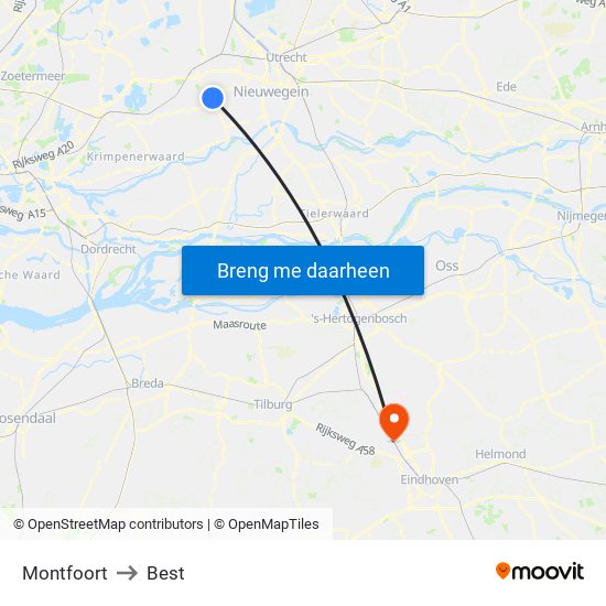 Montfoort to Best map