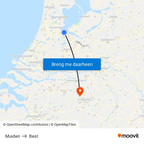 Muiden to Best map