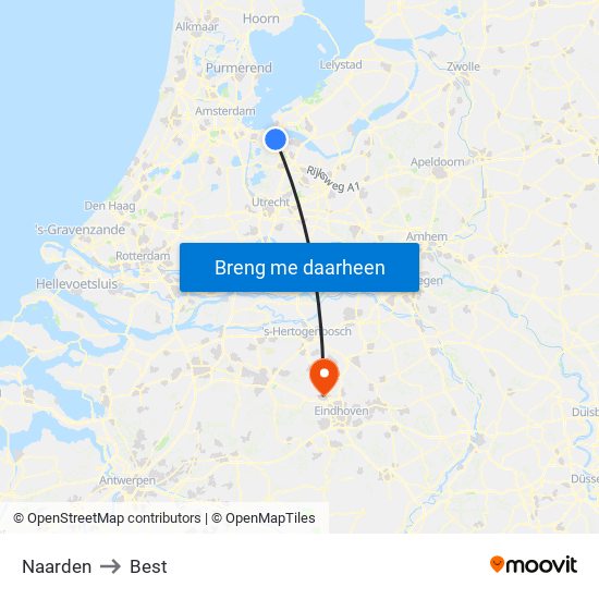 Naarden to Best map