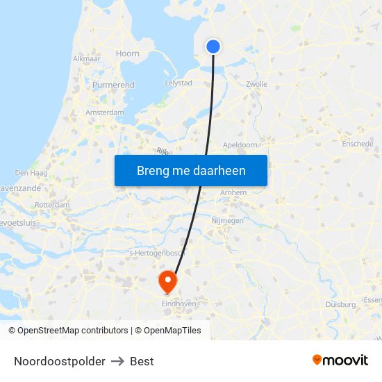 Noordoostpolder to Best map