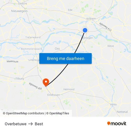 Overbetuwe to Best map