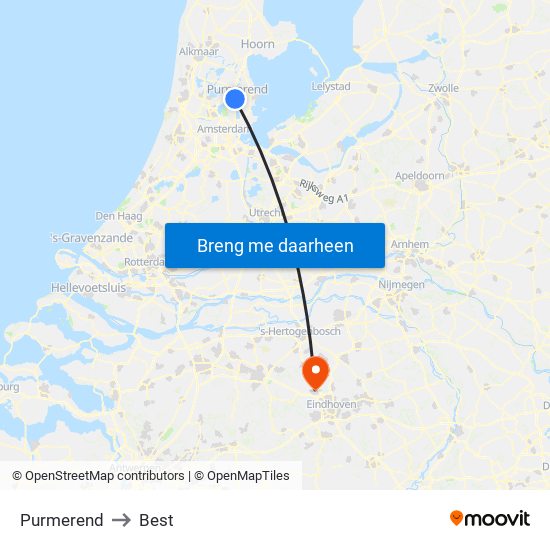 Purmerend to Best map