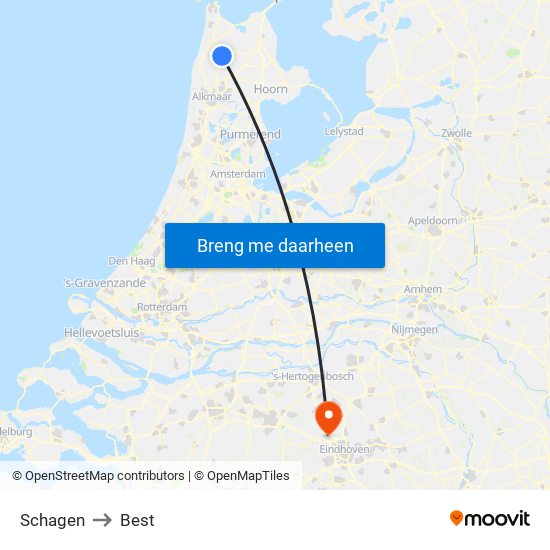 Schagen to Best map