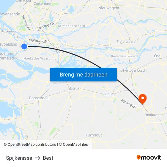 Spijkenisse to Best map