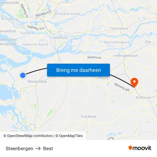 Steenbergen to Best map