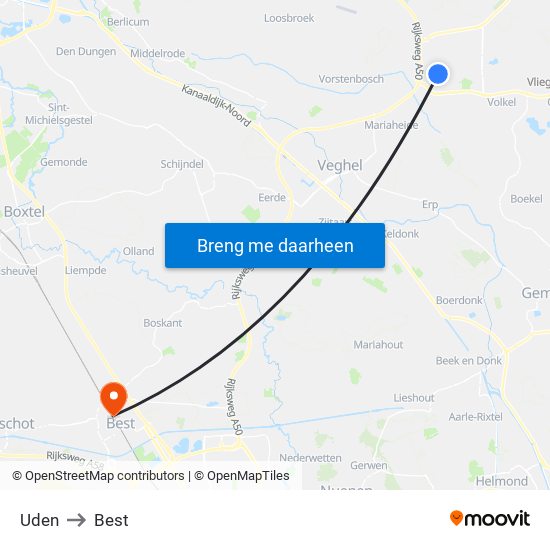 Uden to Best map