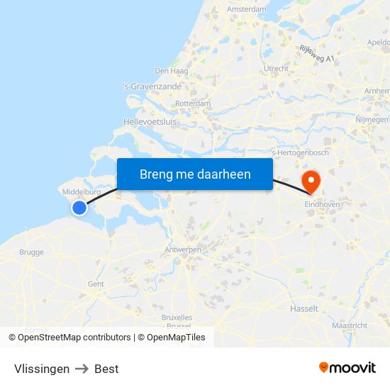Vlissingen to Best map
