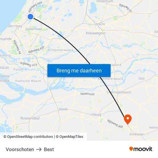 Voorschoten to Best map