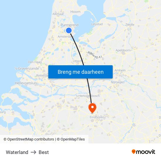 Waterland to Best map