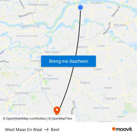 West Maas En Waal to Best map