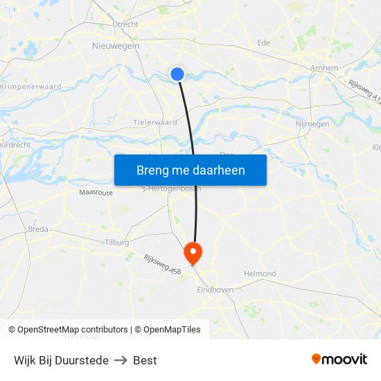 Wijk Bij Duurstede to Best map