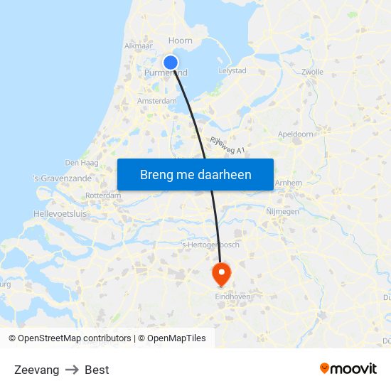 Zeevang to Best map