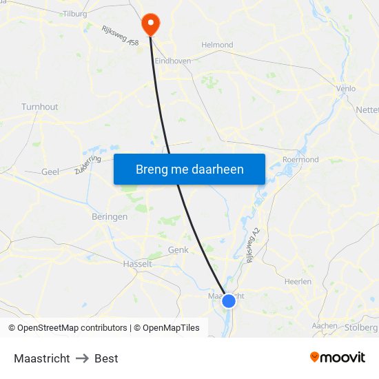 Maastricht to Best map