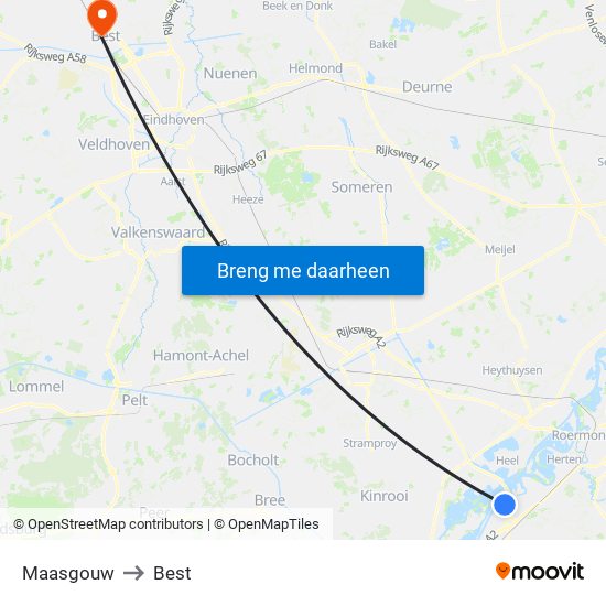 Maasgouw to Best map